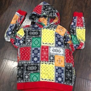Multicolor Bandana hoodie size Xl